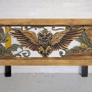 Hand Painted Owl Headboard, Real Wood Headboard, Twin Size Headboard, King & Queen Headboards, Wood Wall Decor, Rustic Handcrafted Owl Board