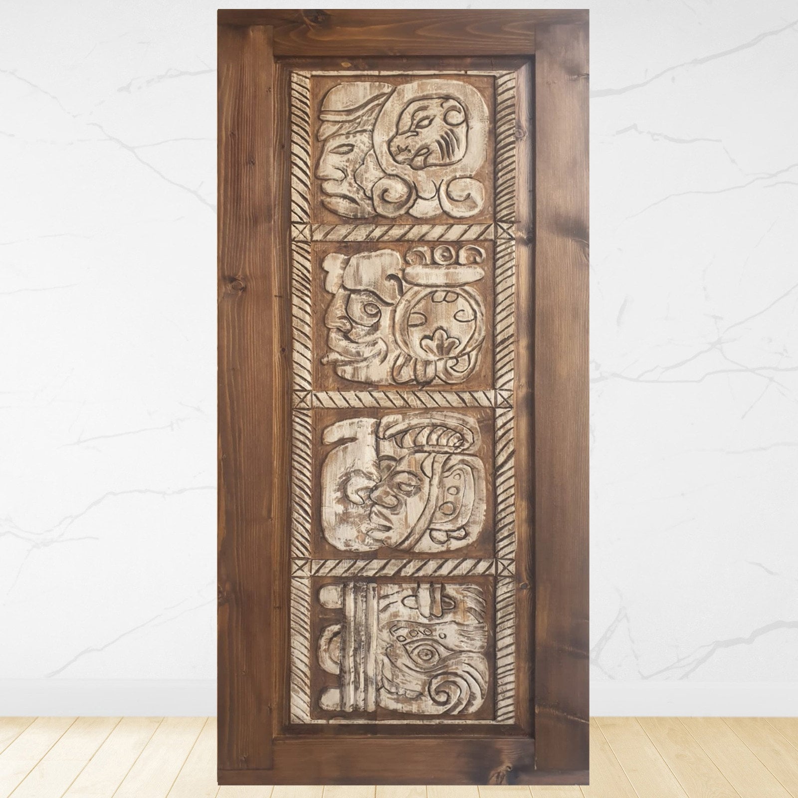 Hand-carved Maya-inspired Wooden Barn Door: Unique Entryway - Etsy