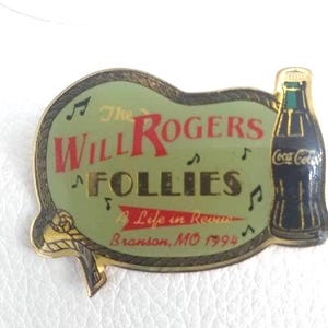Will Rogers Follies Coca-Cola Push Pin Pinback Vintage Bottle Diet Coke Bottle Gift Idea Coca Cola Christmas Gift Stocking Stuffer antique