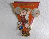 Weigh Lifting Olympikids Los Angeles 1984 United States US Olympic Summer Games Antique Pinback Vintage weightlifting California sport kid