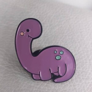 Super Cute Purple Dinosaur Enamel Pin Antique Pinback Retro Vintage kawaii Brontosaurus backpack jacket Christmas Gift Stocking Stuffer