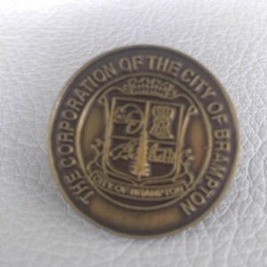 City of Brampton Ontario Canada Flag Provincial Pin Canada Pinback vintage antique Backpack Jacket Canadian Christmas Gift Stocking Stuffer