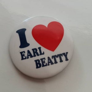 I (Heart) Earl Beatty School Toronto Ontario Button Antique Fan Pinback Pin Vintage Christmas Gift Stocking Stuffer