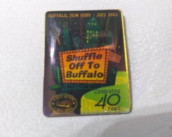Shuffle off to Buffalo New York  40 years US FMCA Antique Pinback Pin Vintage RV Motor Coach Camping Christmas Gift Stocking Stuffer