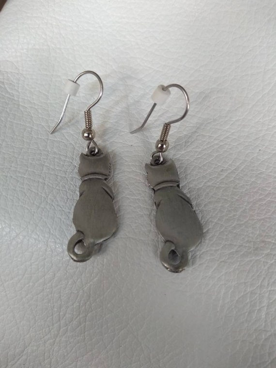 Pewter Cats Earrings Set Antique Vintage gift pet… - image 10
