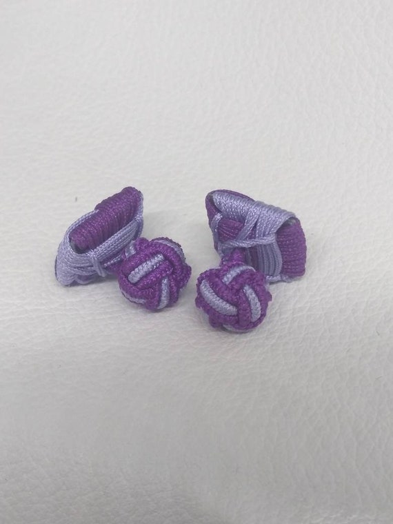 Purple Color Woven Vintage Antique cufflinks cuff… - image 5