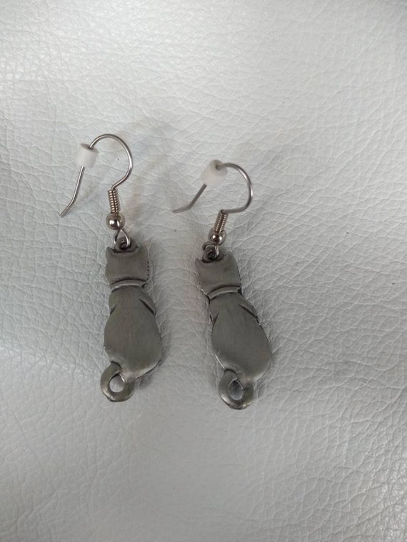 Pewter Cats Earrings Set Antique Vintage gift pet… - image 6