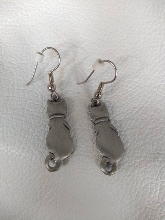 Pewter Cats Earrings Set Antique Vintage gift pet… - image 7