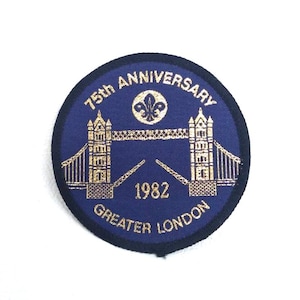 75th Anniversary 1982 Greater London UK Patch Canadian Boy Scout Girl Guide merit badge Troop leader bridge Christmas Gift Stocking Stuffer