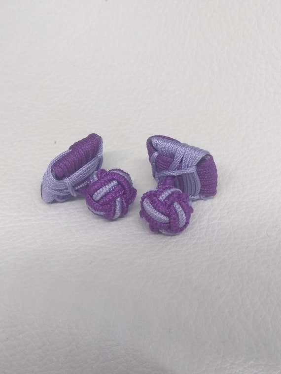 Purple Color Woven Vintage Antique cufflinks cuff… - image 6