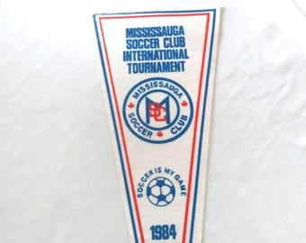 Mississauga 1984 Soccer Club FC Pennant Vintage Antique Retro Wall Art Flag International Tournament Sport Football