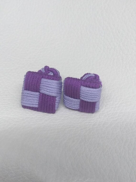 Purple Color Woven Vintage Antique cufflinks cuff… - image 3