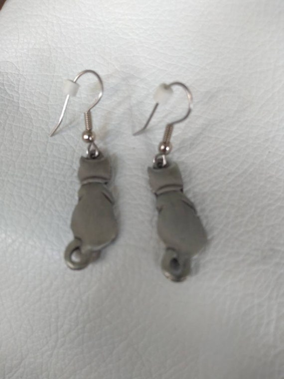 Pewter Cats Earrings Set Antique Vintage gift pet… - image 9