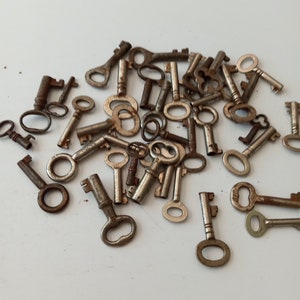 Vintage Mini Yale & Town type Skeleton Key Antique Solid Steel Authentic Victorian Lock Door Rustic Patina Made in England Collector Gift