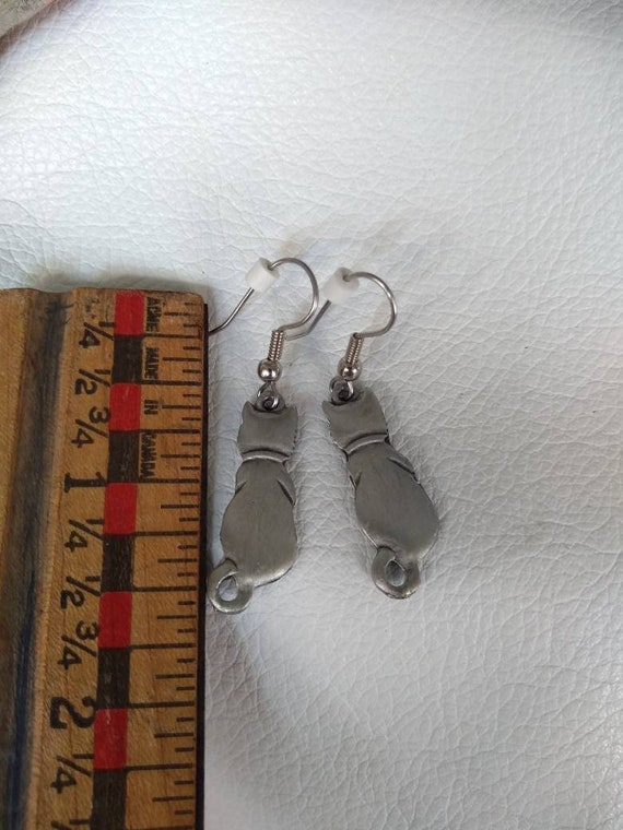 Pewter Cats Earrings Set Antique Vintage gift pet… - image 3
