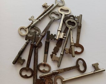 vintage Yale & Town type Skeleton Key Antique Solid Steel Authentique Victorien Serrure Porte Rustique Patine Fabriqué en Angleterre Collector Cadeau