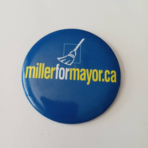 Miller For Mayors Toronto Election Antique Button Pinback Retro Pin Vintage 80's Ontario Politics conservatives party Collector's Gift