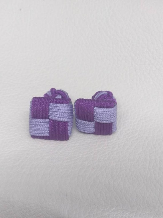 Purple Color Woven Vintage Antique cufflinks cuff… - image 1