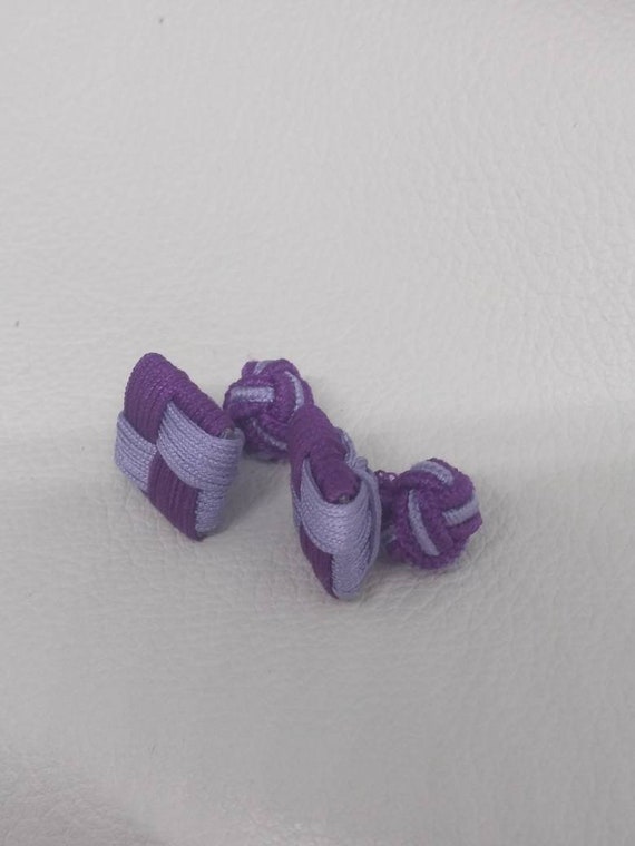Purple Color Woven Vintage Antique cufflinks cuff… - image 2