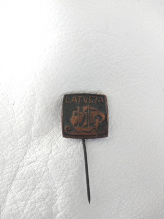 Latvia Patriotic Soviet Russian Pin USSR Jewelry … - image 2