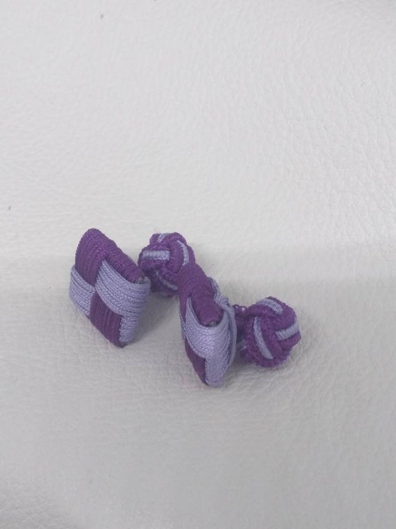 Purple Color Woven Vintage Antique cufflinks cuff… - image 10