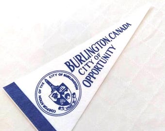 Bandera de Burlington, Ontario, Canadá, con banderín de ciudad, arte de pared retro antiguo, bandera de club de fútbol internacional, partido de fútbol