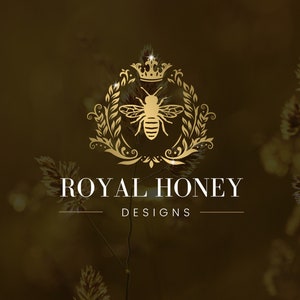 Logo Golden Bee, Projekt Logo Bee, Edytowalny Szablon Canva, Logo Honey i Zestaw Brandingowy, Marka Sklepu, Logo Natury, Logo Ramki Kwiatowej Organiczne