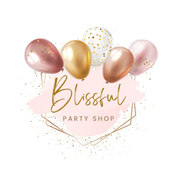 Ballon Logo Design, Party Dekor Logo Vorlage, Event Dekoration Branding Kit, Rose Gold Ballons Logo, Canva Business Logo, Party Shop