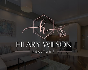 Realtor Logo Design in Rosegold: Modernes House Branding (Canva Template)