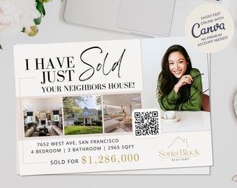 Real Estate Postcard Template: Sold Your Neighbor's House (Canva Editable)