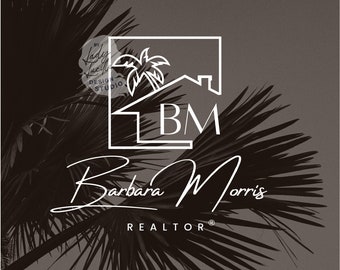 Beach House Realtor Logo Design: Palm & House Branding (Canva Template)
