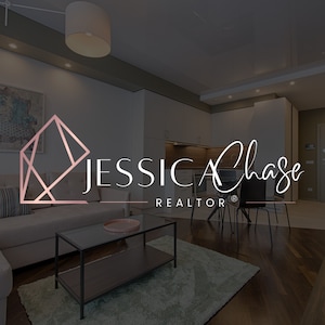 Rose Gold Realtor Logo - House Logo Design - Modern Real Estate Logo - Canva Branding Template - Grey Blush - Interior Design Logo Template
