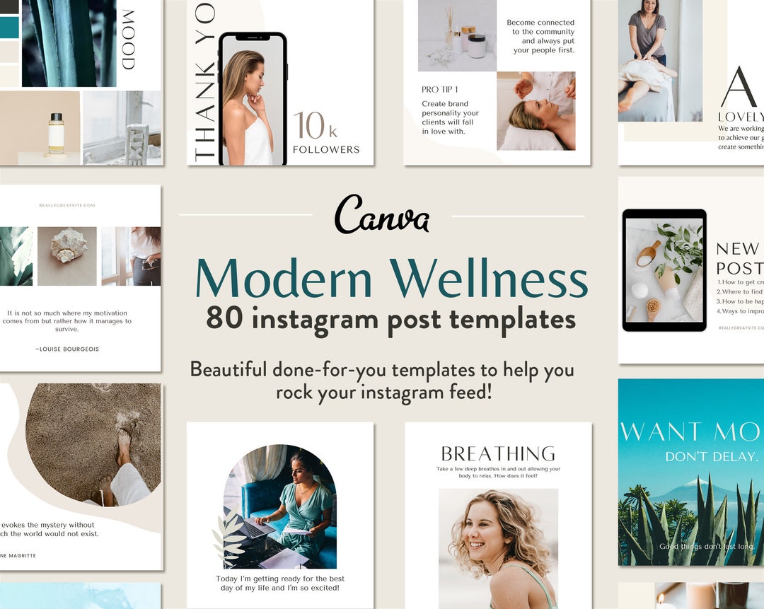 Modern Wellness Instagram Post Templates Instant Download - Etsy
