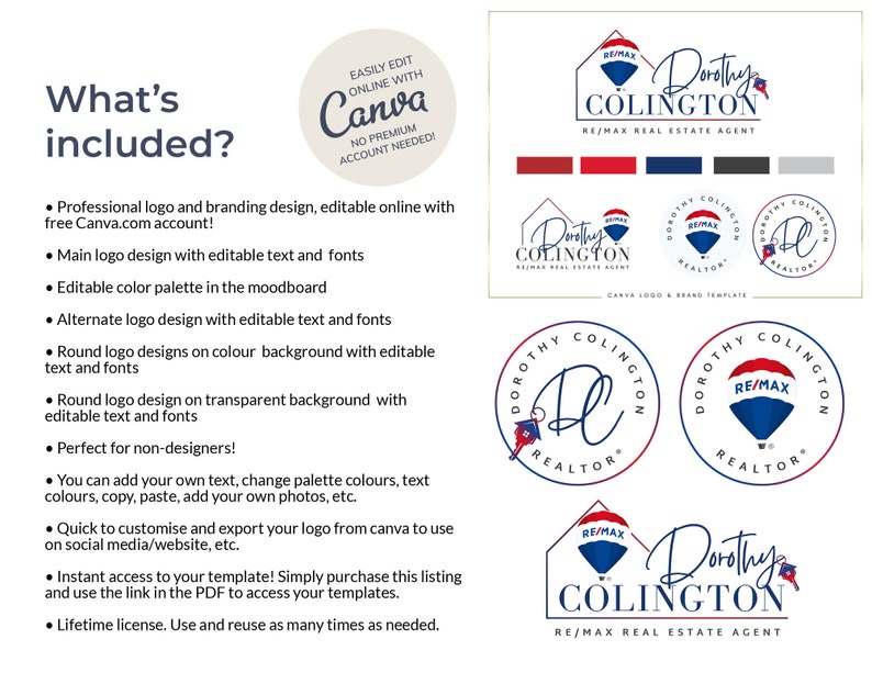 REMAX Realtor Logo Design Canva Branding Template Real Etsy