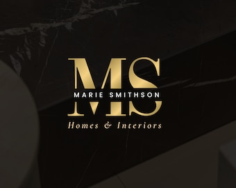 Gold Monogram Logo Design Template, Gold Letters Logo, Branding Kit, Black and Gold, Luxury Logo, Fashion Boutique Logo, Realtor Logo