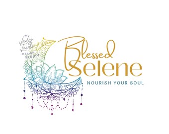 Moon Lotus Logo Design: Boho Brand Template (Canva)