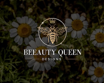 Golden Bee Logo, Bee Logo Design, Editable Canva Template, Honey Logo and Branding Kit, Shop Brand, Nature Logo, Queen Bee Logo, Beauty Logo