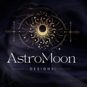 Celestial Logo Design, Luxury Monogram Logo, Moon Logo Design, Gold Stars and Moon Logo, Night Sky Branding, Astrology Logo, Magic Logo