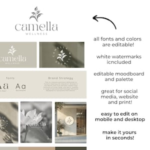Customisable brand board template for holistic and wellness businesses, editable in Canva.