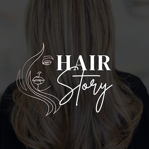 Hair Salon Logo Design: Woman Face, Rose Gold & Black (Canva Template)