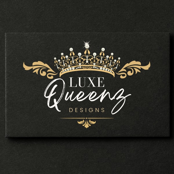 Gold Krone Logo, Luxus Gold Logo Design, Friseur Logo, Schönheit Logo, Tiara Königin Logo, Canva Branding Kit Vorlage, Sparkle Boutique