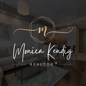 Gold Monogram Realtor Logo, Modern Real Estate Logo Design, Property Logo, Geometric Gold Logo, Luxury Logo, Letter Branding, Script Letter