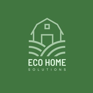 Green House Logo, Eco Home, Barn Logo, Farm House Branding, Renewable Home, Solar Panel Electric and Heating, Ecology, Organic Logo Canva