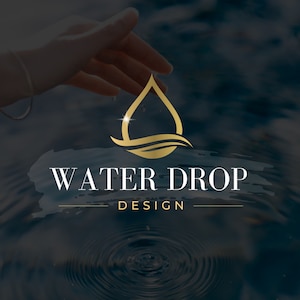 Water Drop Logo, Drip Logo Design, Liquid Branding, IV Drip Logo, Plumbing Logo, Luxury Gold Canva Template