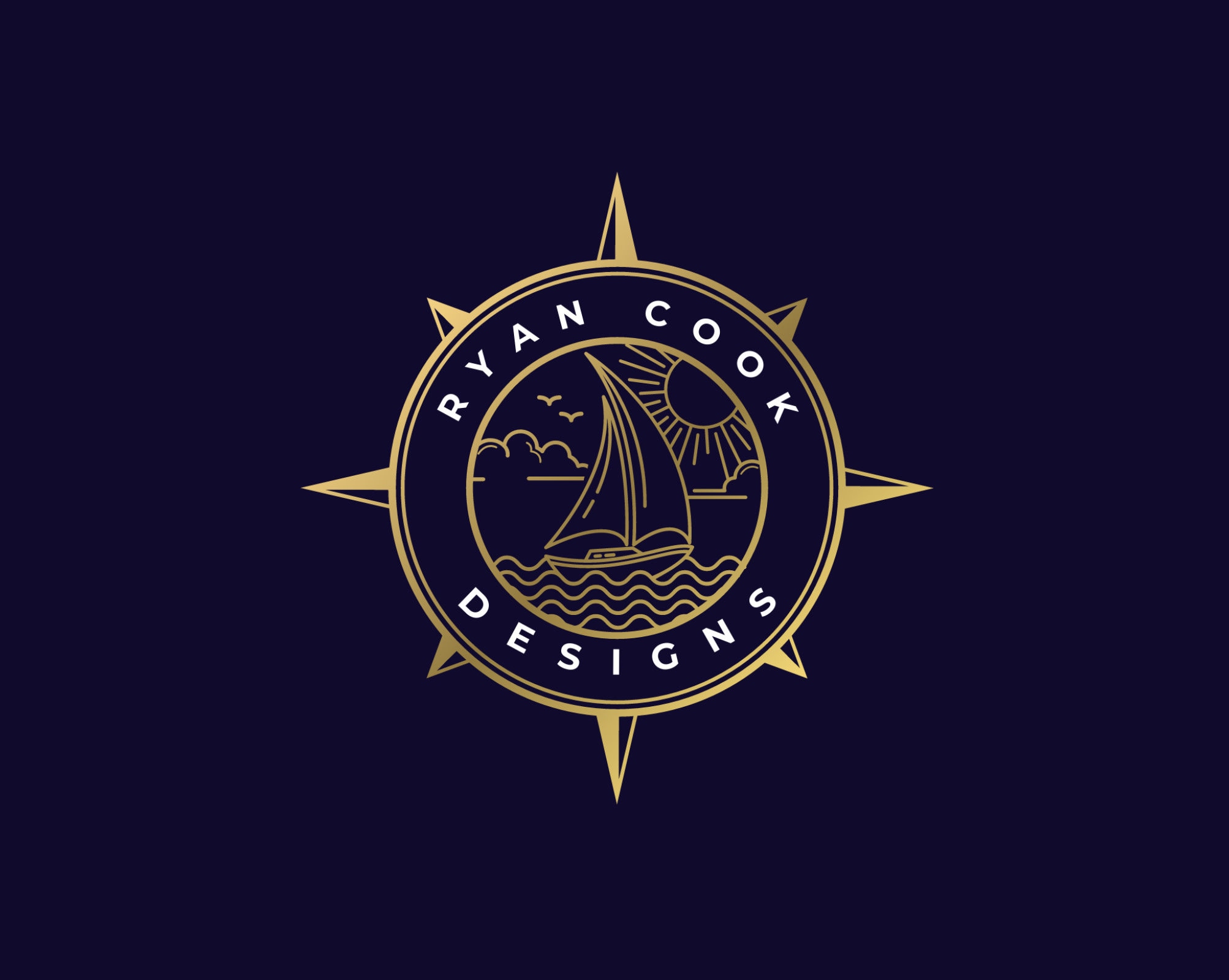 Sailing Boat Logo, Nautical Branding Design, Compass Logo, Yacht Club Logo,  Blue Ocean Logo, Marine Label Logo Design, Canva Template, Gold - Etsy
