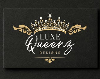 Gold Crown Logo, Luxury Gold Logo Design, Hair Salon Logo, Beauty Logo, Tiara Queen Logo, Canva Branding Kit Template, Sparkle Boutique