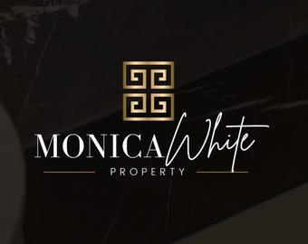 Gold Geometric Logo Design, Luxury Logo Design, Interior Logo Design, Realtor Logo Canva Template, Boutique Branding, Modern Gold Logo Icon