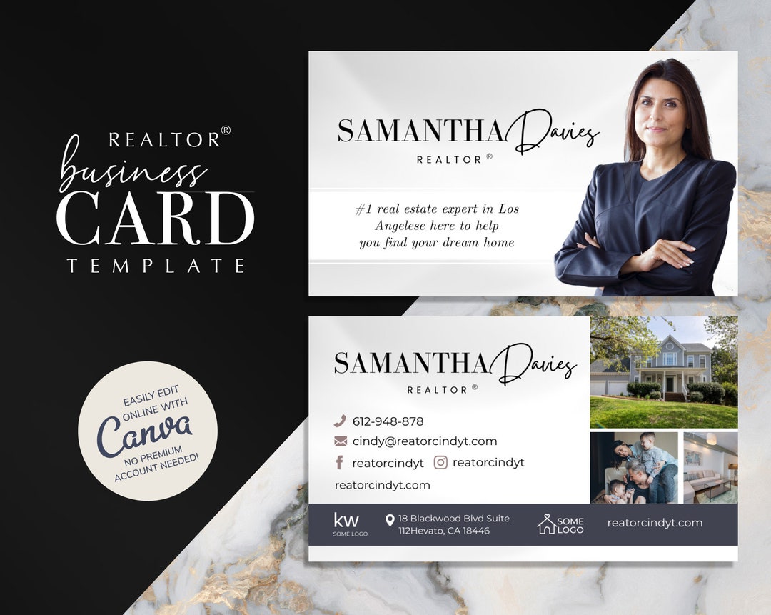 Realtor Business Card Template, Canva Card Design, Real Estate Business ...
