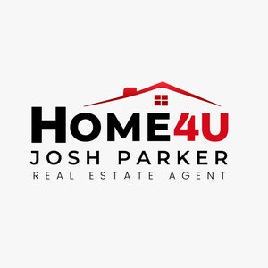 Red House Logo Design, Real Estate Logo, Builders Logo, Property Construction, Bold Logo, Realtor Logo Modern, Men Realtor Design, Canva