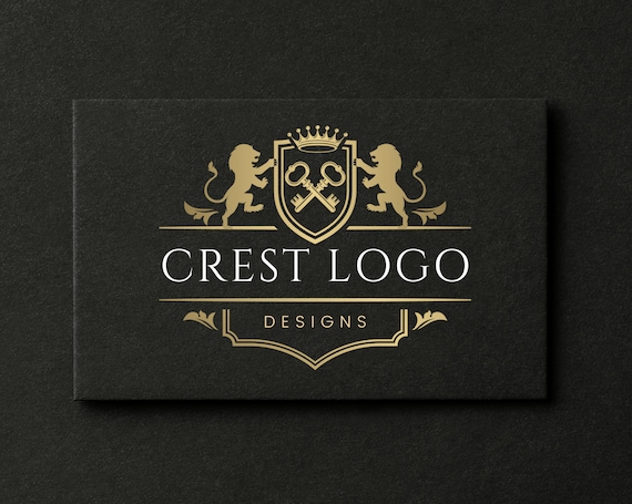 Gold Crest and Lions Logo, Luxury Logo Design, Crown Logo, Coat of Arms Logo,  Hotel Logo, Royal Logo, Canva Template, Realtor Branding Kit - Etsy